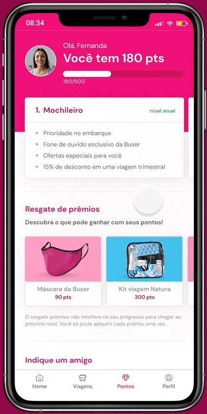 The animation shows a user claiming a gift in the application.