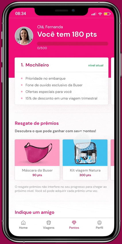 A screen capture of the reward central, where the user can find the reward level he is in as well as the gifts he can receive.